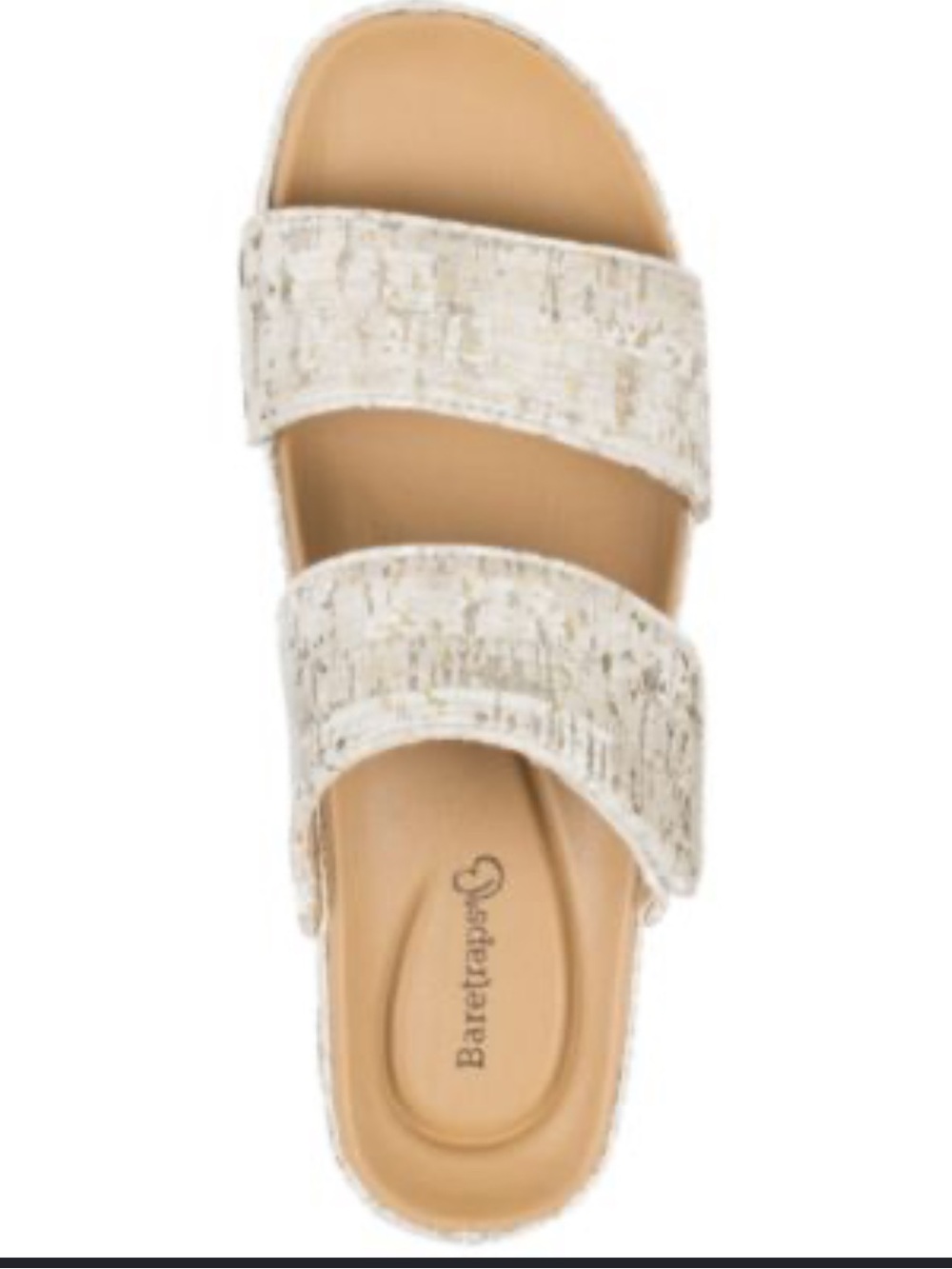 BareTraps Wilana Ivory Metallic Two-Strap Slide Sandal